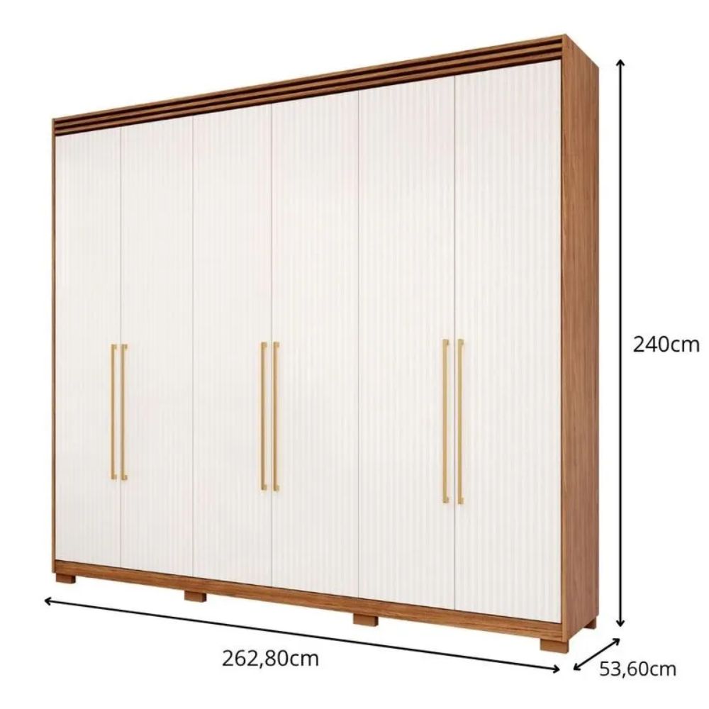 Guarda-Roupa Casal 6 Portas 5 Gavetas Cinamomo/Grafiato Aurora Panan Moveis
