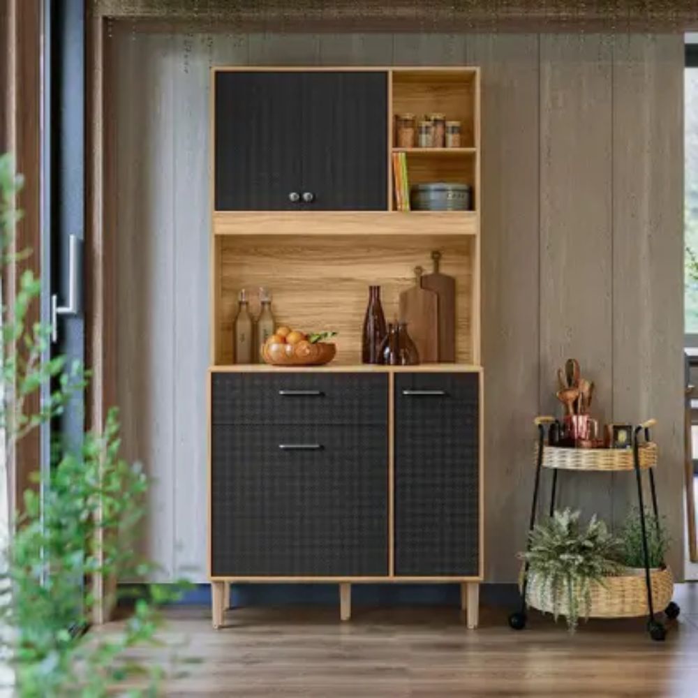Cozinha Compacta Erva Doce 90 4 Portas 1 Gaveta Freijó/Preto Esfera - Nicioli