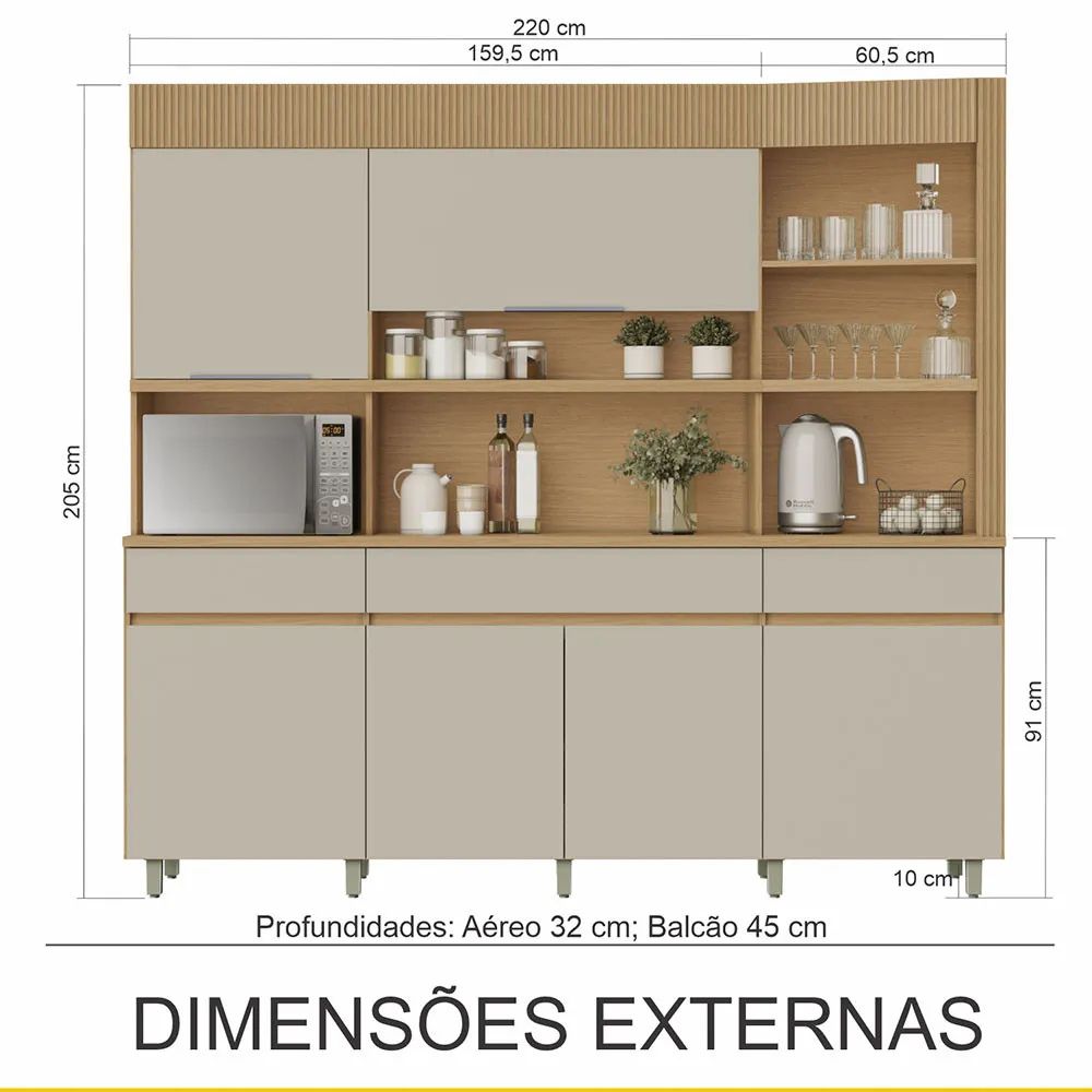 Kit Cozinha Nesher Realeza 220 cm
