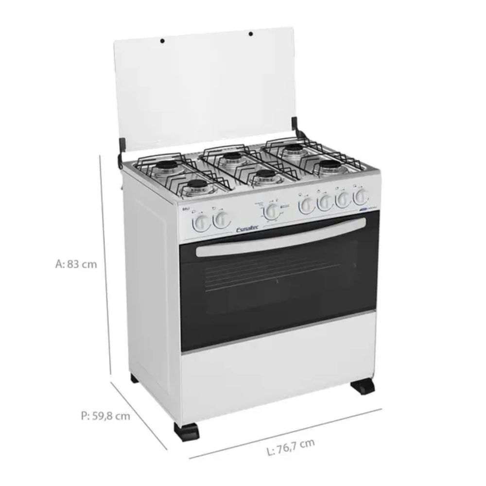 Fogão Esmaltec Bali 6 Bocas Acendimento Manual Branco