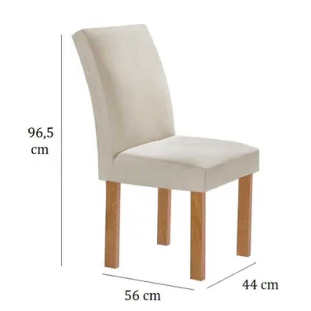Mesa de Jantar Dakota 90x90cm Tampo de Vidro com 4 Cadeiras/Cinamomo/Off White
