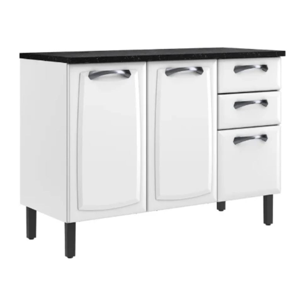 Balcão 120 3 Portas 2 Gavetas New Premium Branco Itatiaia