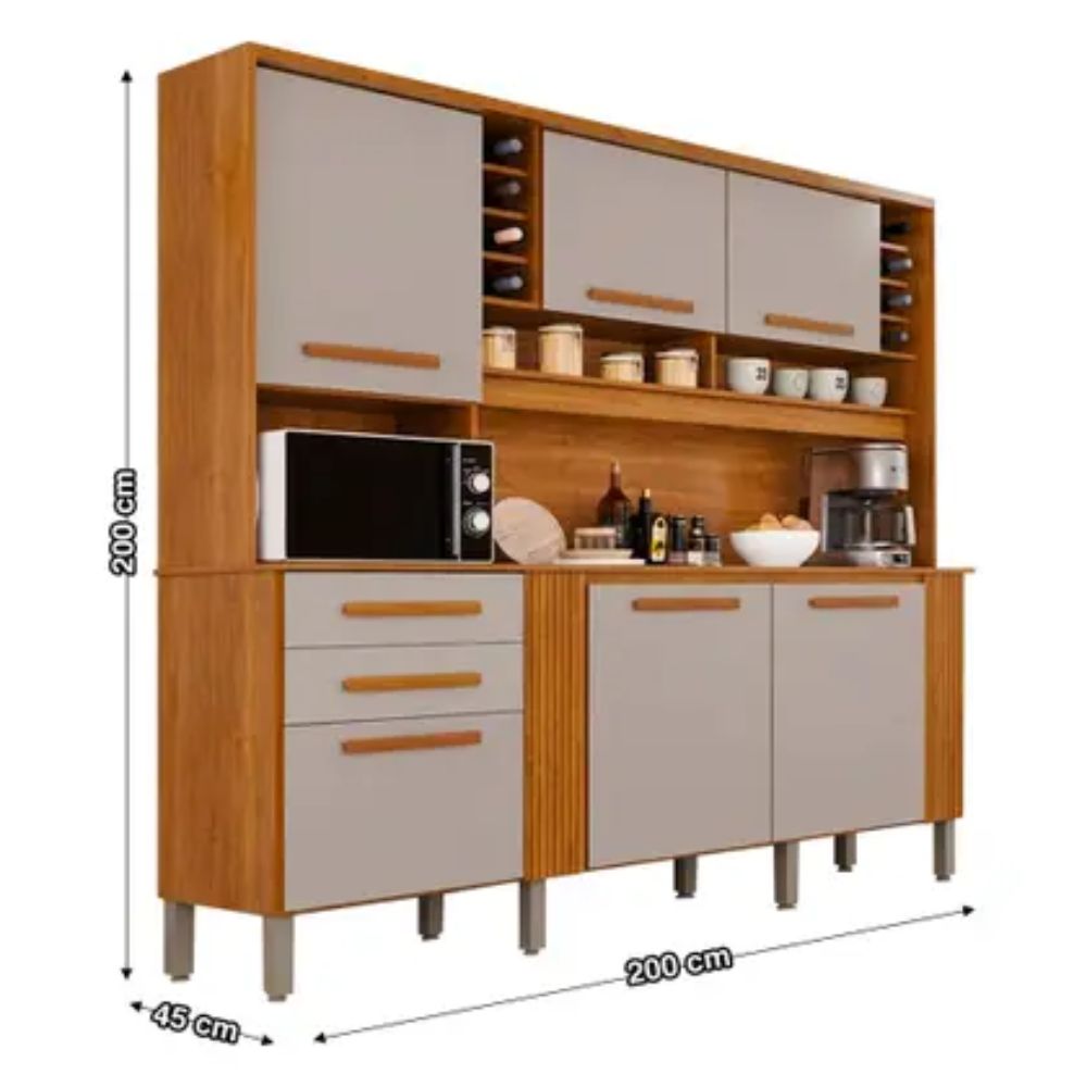 Cozinha Catar 6 Portas 2 Gavetas Pés Inclusos Salleto