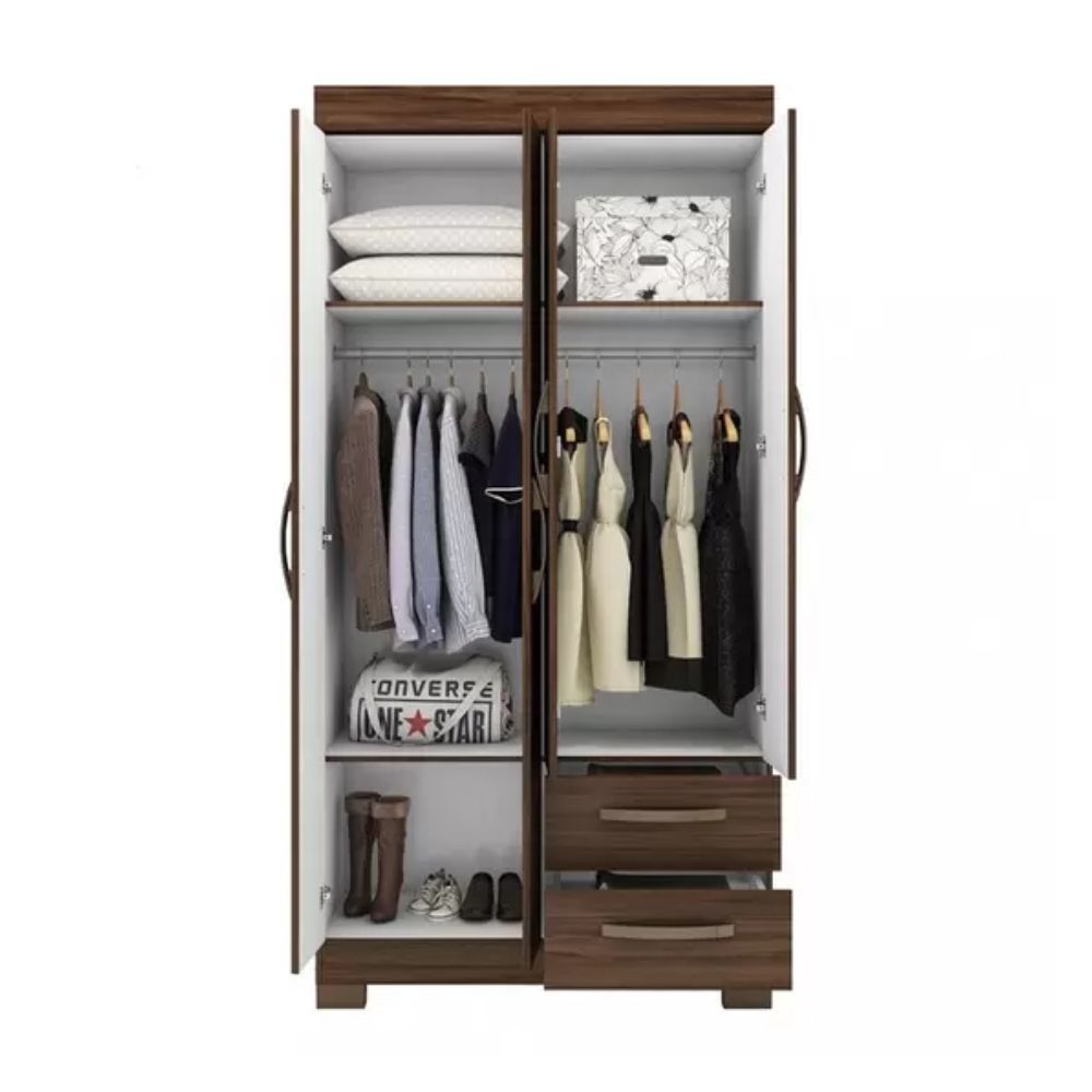 Guarda Roupa Solteiro 4 Portas 2 Gavetas Flex NT 6010 Notável Móveis Nogal Trend