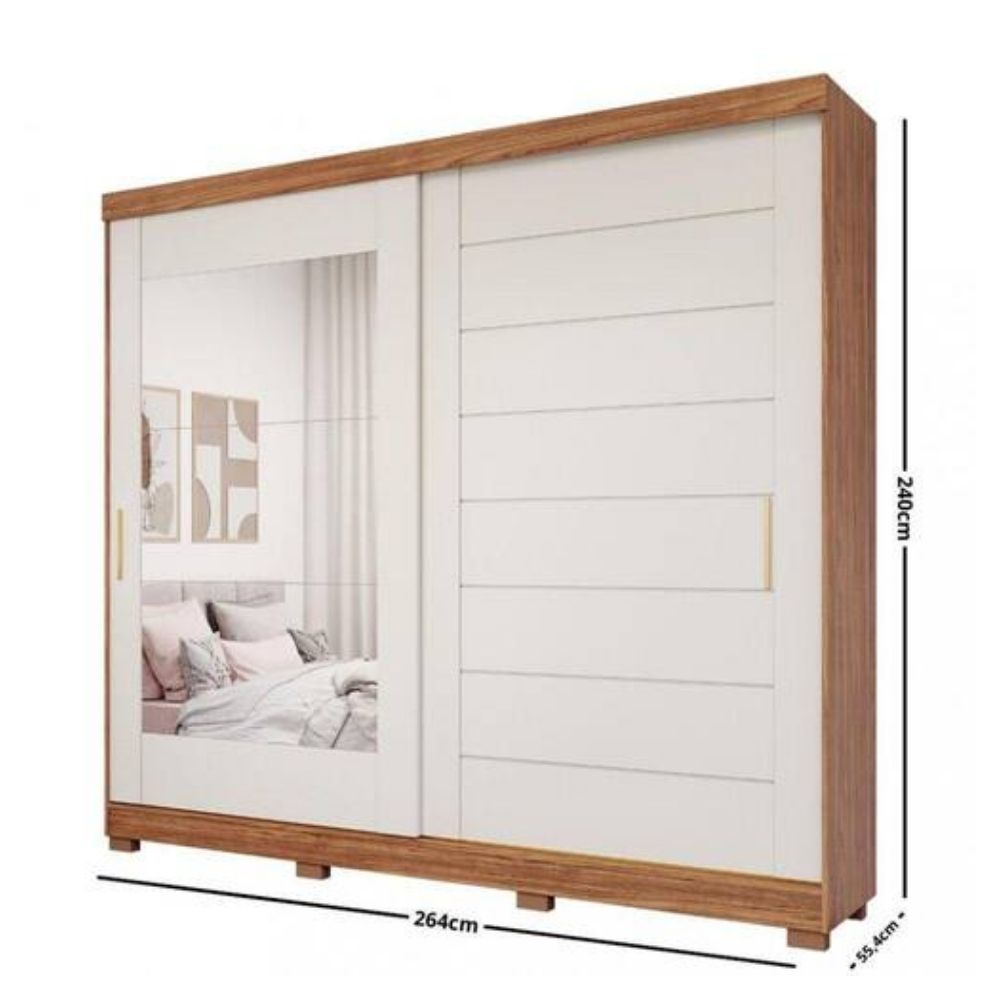 Guarda-Roupa Panan Florença 2 Portas com Espelho e Pés