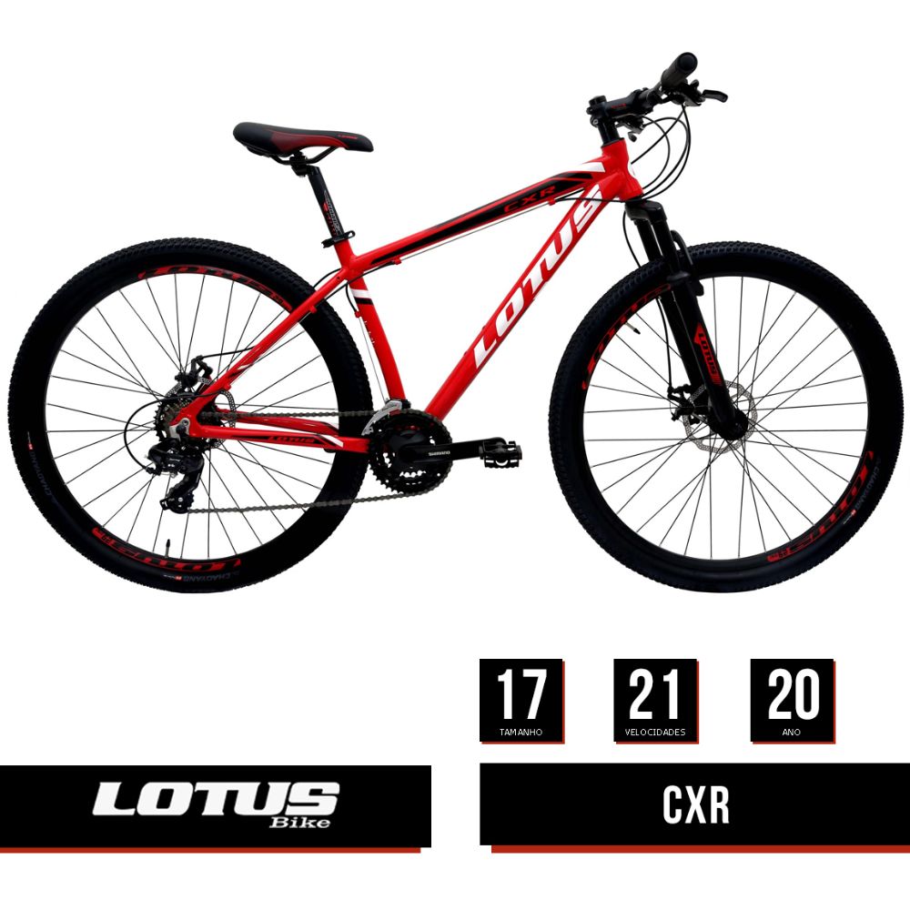 Bicicleta Cairu Aro 29 Lotus CXR Freio Mecanico Quadro 17,5 Vermelho e Branco