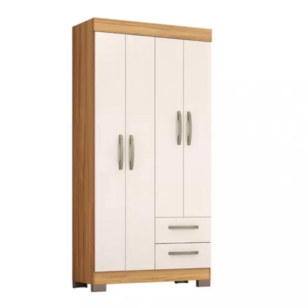 Guarda Roupa Solteiro 4 Portas 2 Gavetas Flex NT 6010 Notável Móveis Freijó Trend/Off White