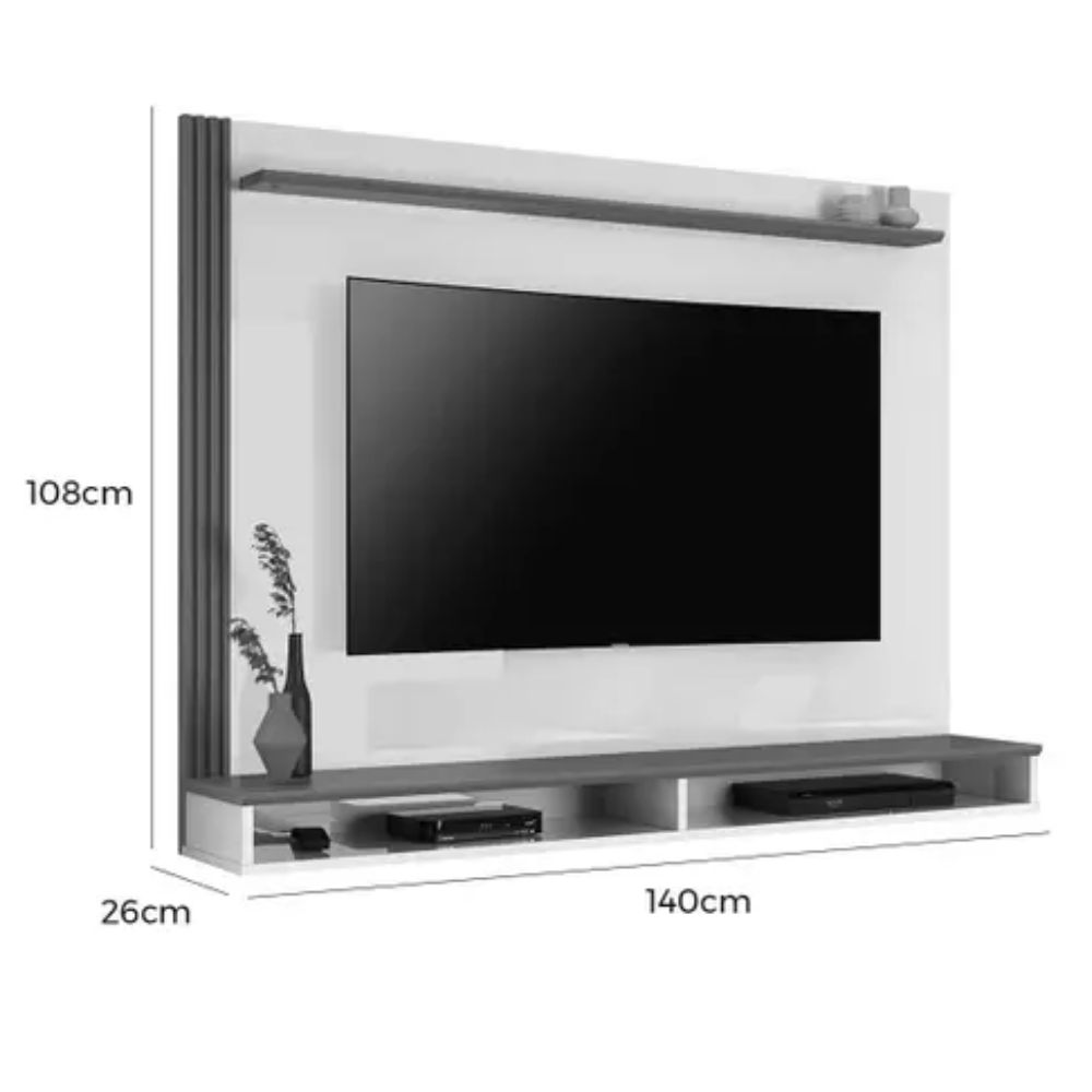 Painel Davos para TV até 55 Polegadas EDN Off White Cedro