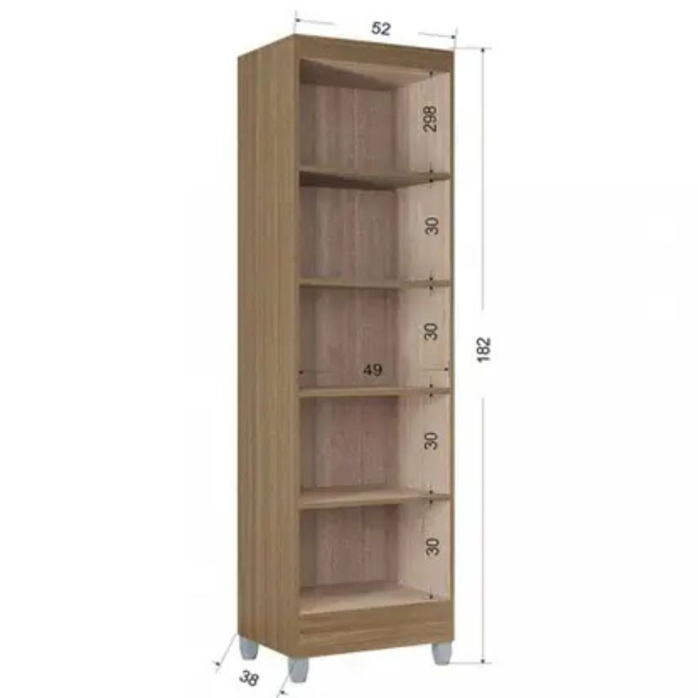 Armário Multiuso Poquema Slim 2 Portas Castanho/Off White