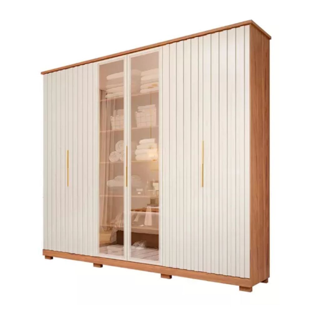 Guarda Roupa Casal 6 Portas La Belle Panan Cor Cinamomo/Off White