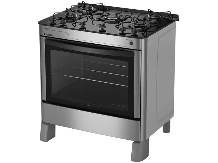 Fogao Esmaltec Agata Glass 5 Bcs 5090 Inox