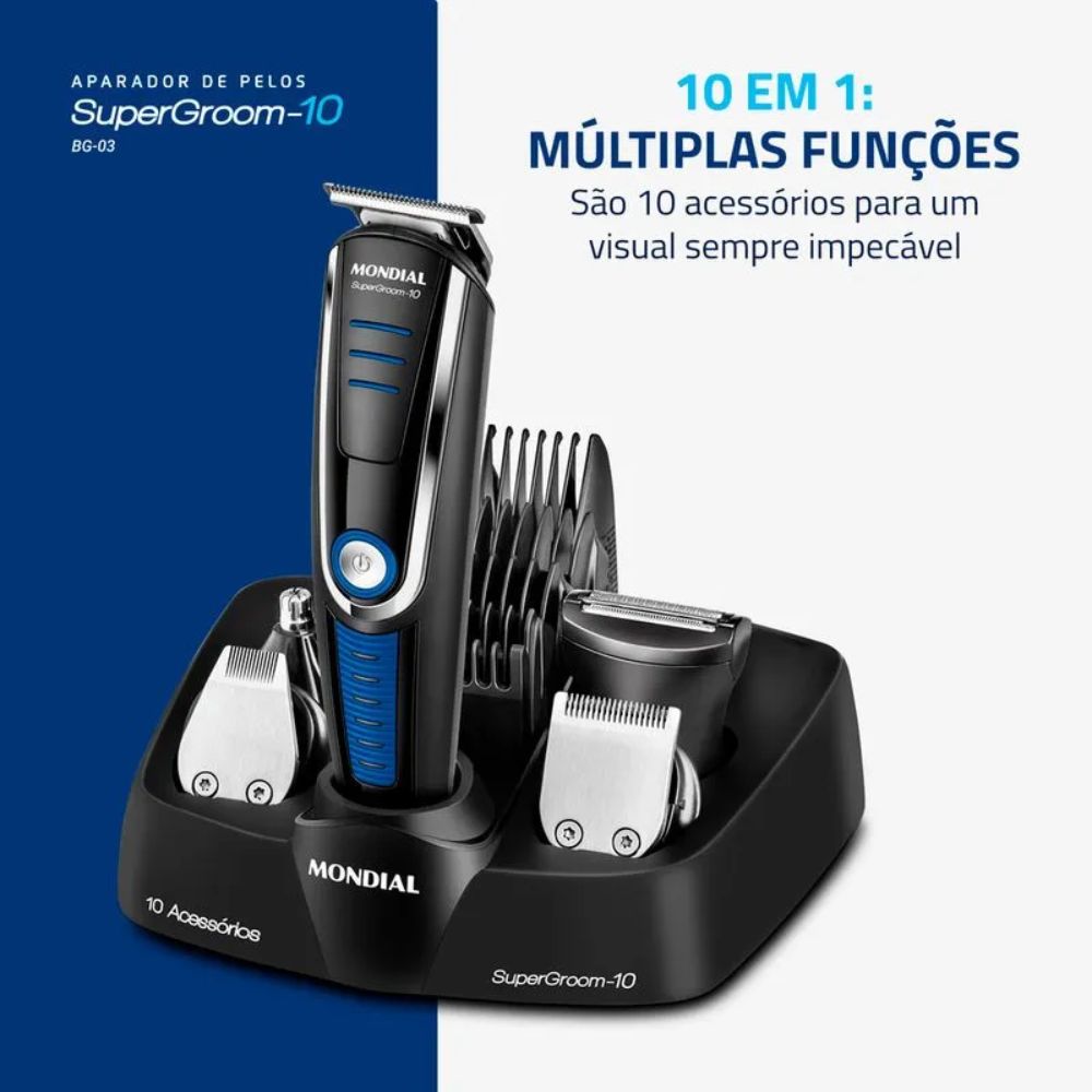 Aparador de Pelos Mondial SuperGroom BG-03 10 em 1