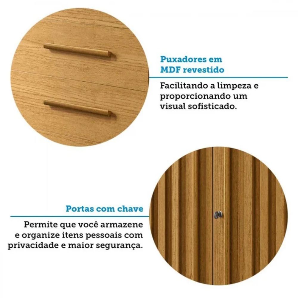 Cômoda de Quarto Bella c/ 2 Portas e 5 Gavetas Cinamomo - ACP Móveis