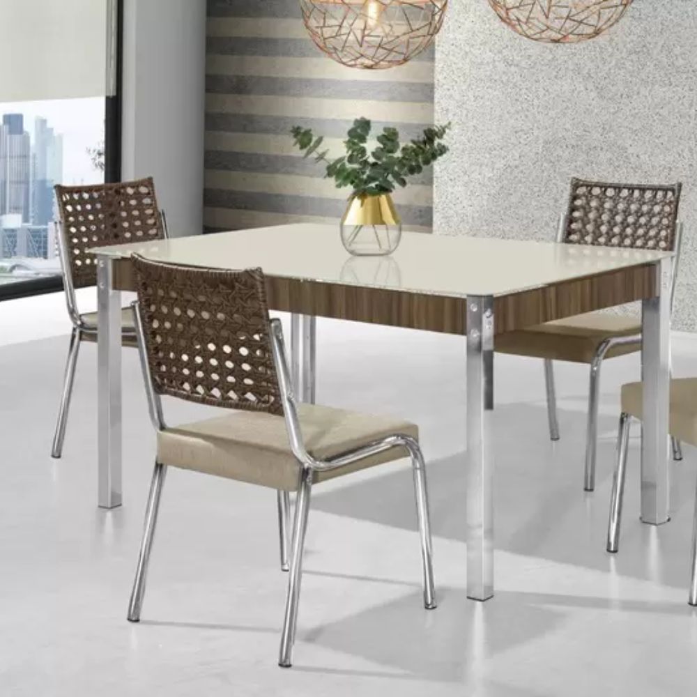 Mesa Aço Nobre Francinare 4 Cadeiras Rainha 1,20x0,80 Cm