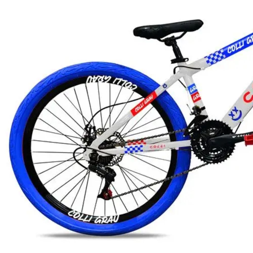 Bicicleta Colli Grau Aro 26 21M Branco/Vermelho/Azul