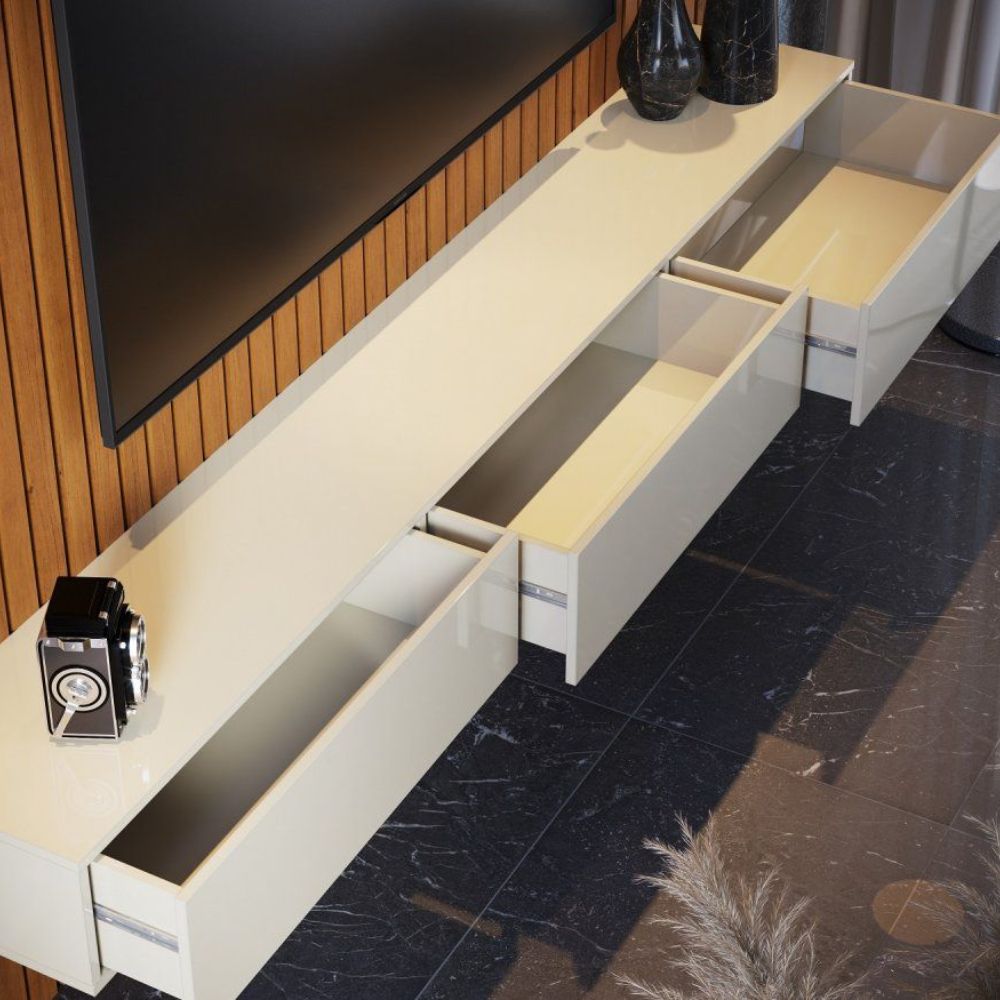 Painel Ripado com Nicho 2,80 m Nature Off White