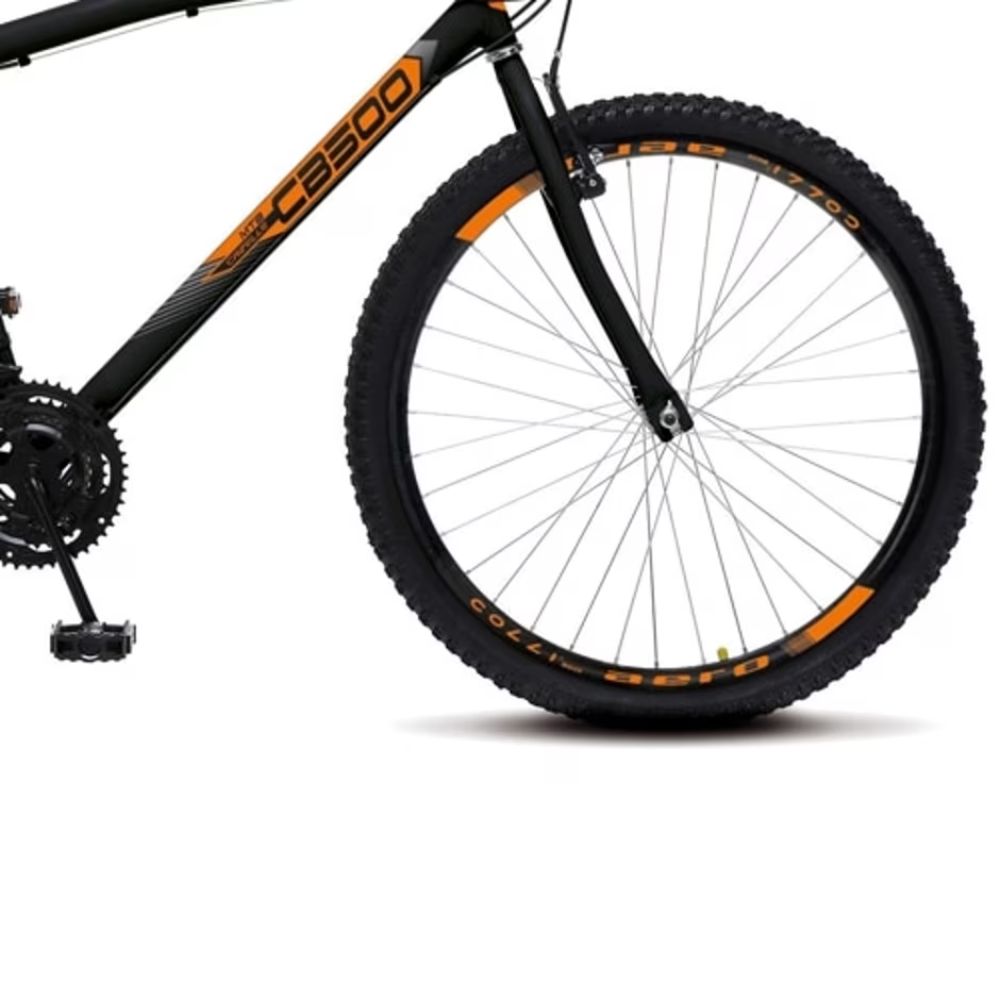 Bicicleta Colli CB500 Cazelle 18 Marchas Aro 26 Preto Fosco/Laranja Neon