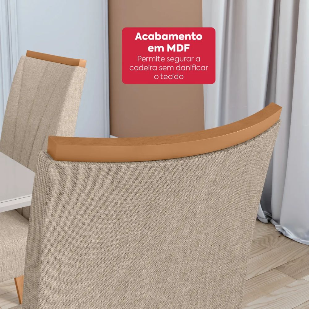Mesa de Jantar Lopas Apogeu 1,70 6 Cadeiras Apogeu Amêndoa Clean/Off White