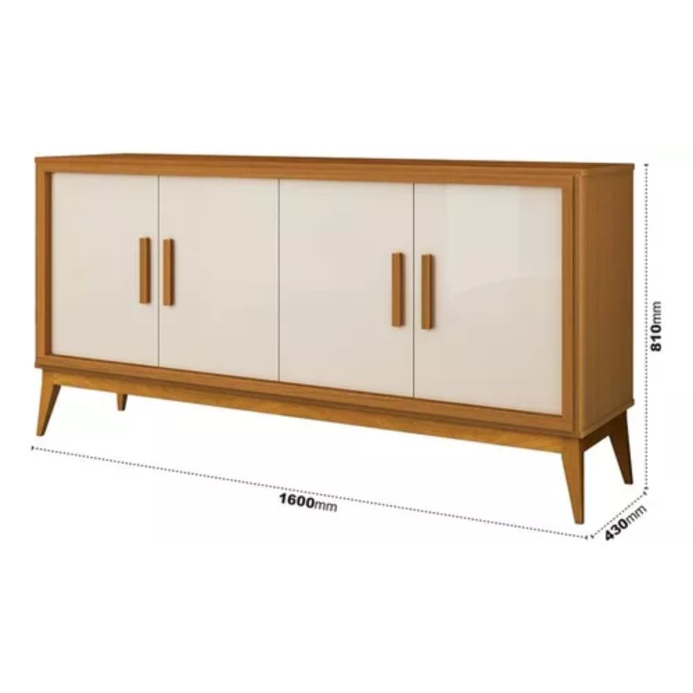 Buffet 4 Portas Union Edn Móveis Cedro com Off White
