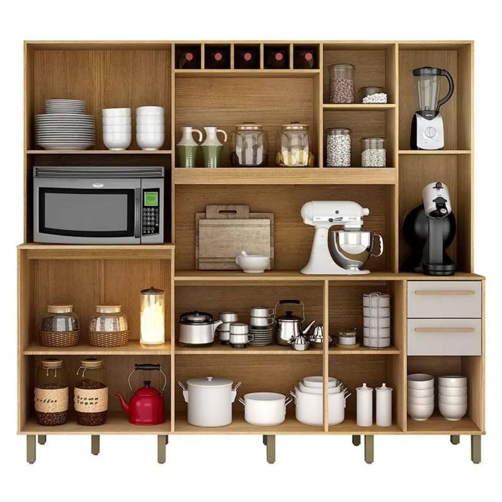 Armário de Cozinha Valdemóveis Petra 10 Portas Cinamomo/Off White