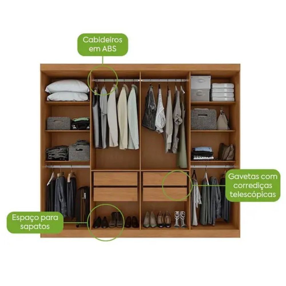 Guarda-Roupa Lopas Casal Andara Soft Amêndoa Clean/Off White