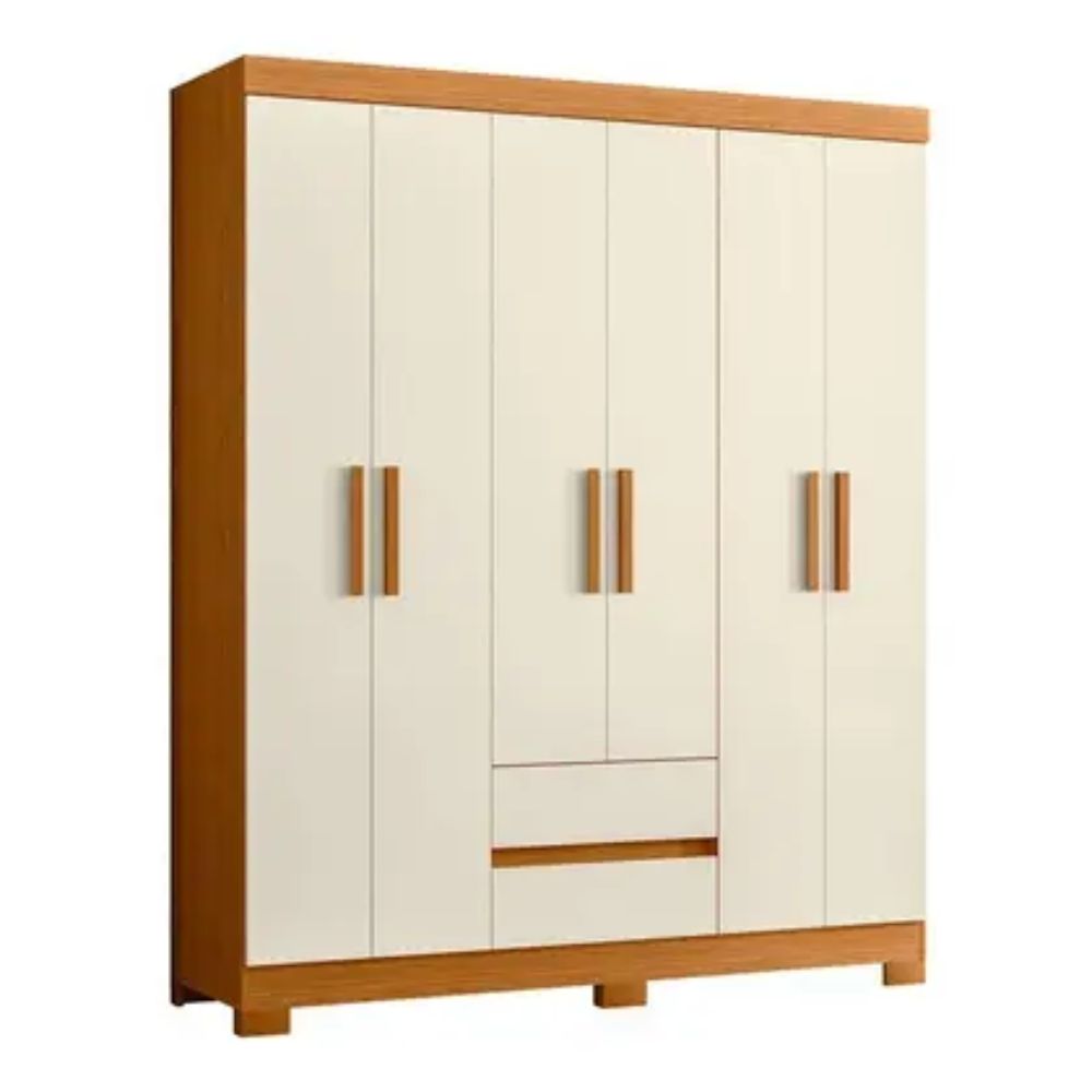 Guarda Roupa Casal Olimpia 06 Portas Cinamomo Off White