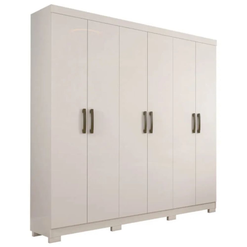 Guarda Roupa Casal 6 Portas e 3 Gavetas Clara Branco - Panan