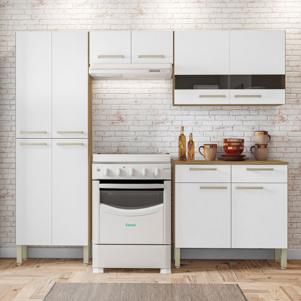 Cozinha Kits Parana Nala Com Balcão 8976 Freijo Supremo