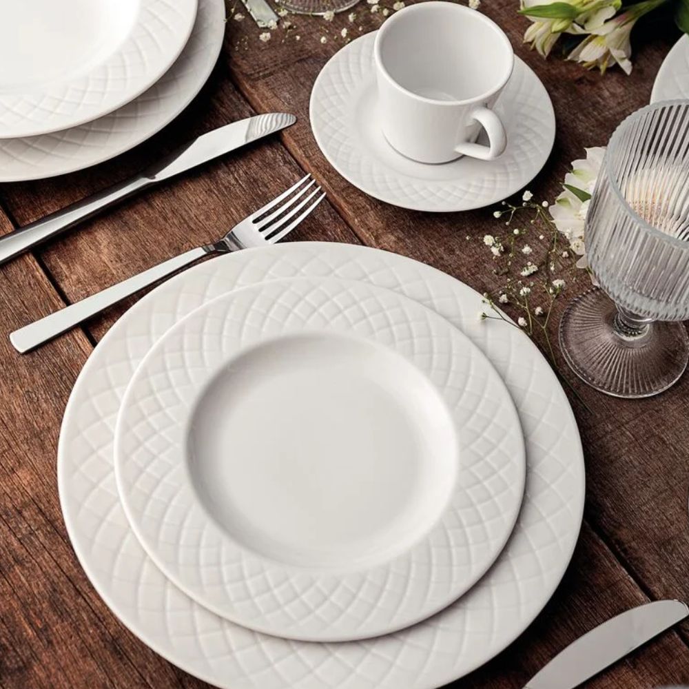 Conjunto Xícara e Pires de Chá Tramontina Ingrid em Porcelana Decorada 185 ml