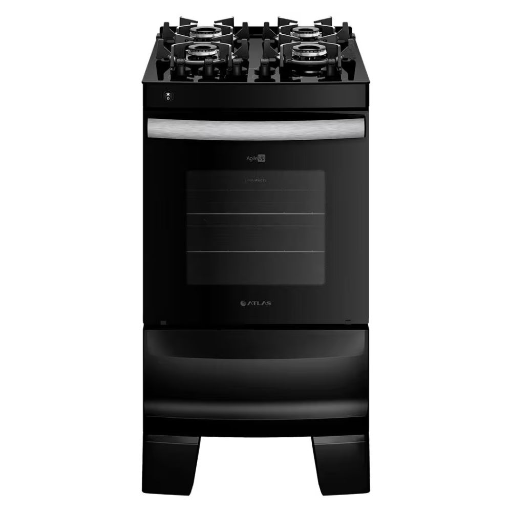 Fogão Atlas Agile Glass 4 Bocas Preto