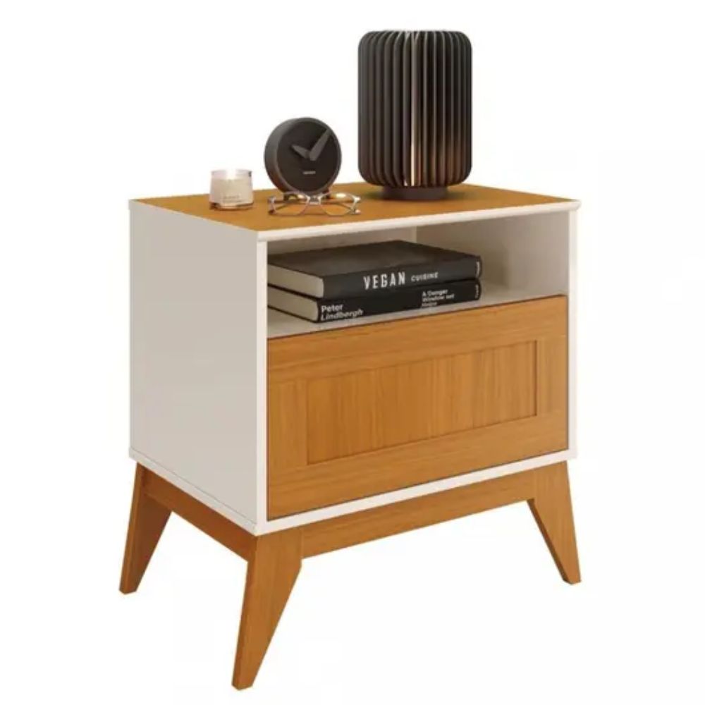 Mesa de Cabeceira EDN Urban Off White/Cedro