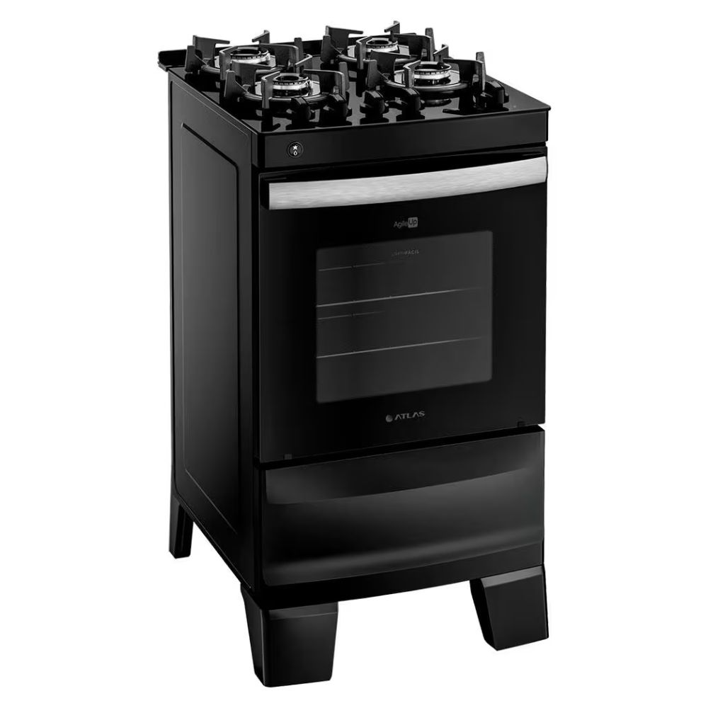 Fogão Atlas Agile Glass 4 Bocas Preto