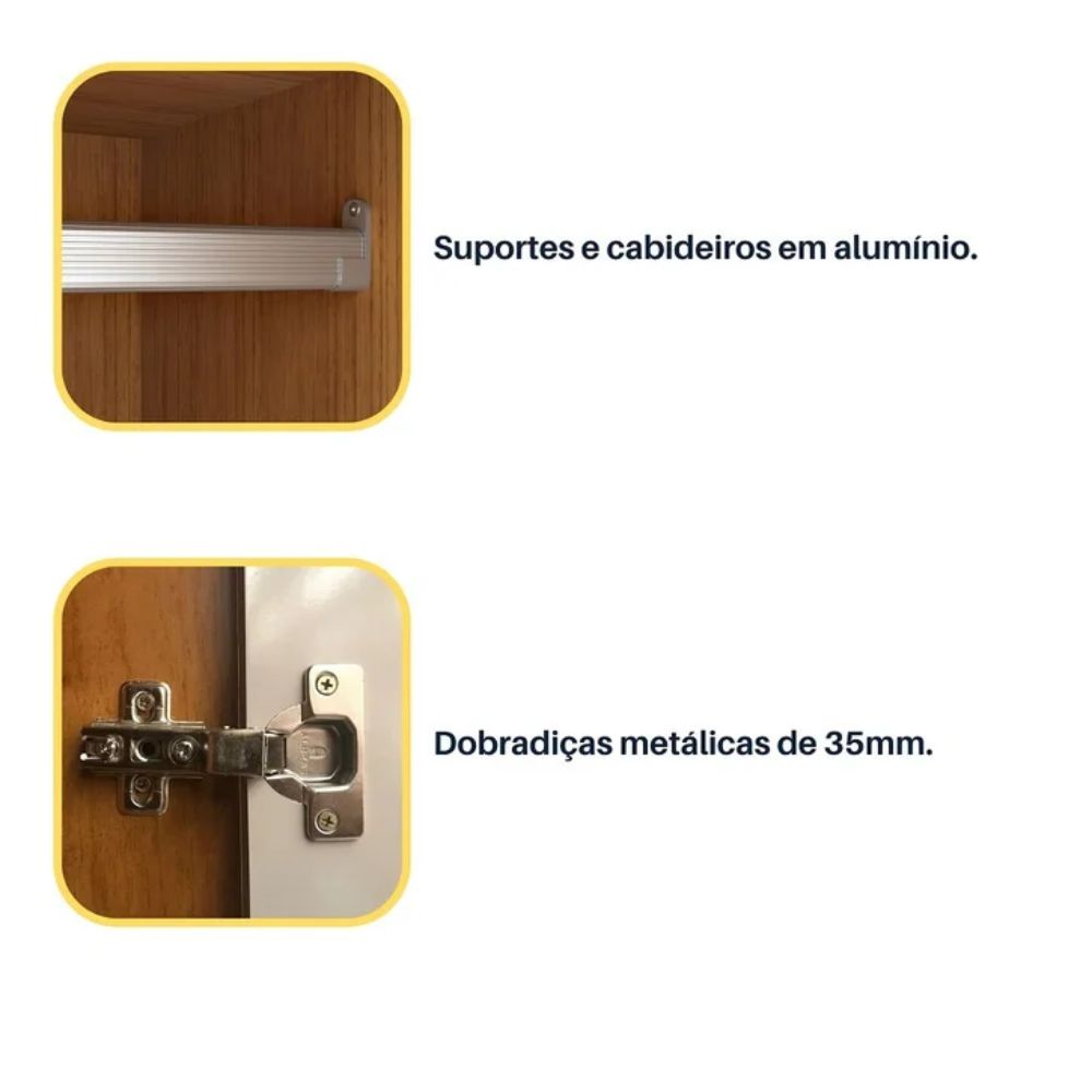 Guarda Roupa Casal 6 portas 6 gavetas Barcelona Ripado Tcil Móveis