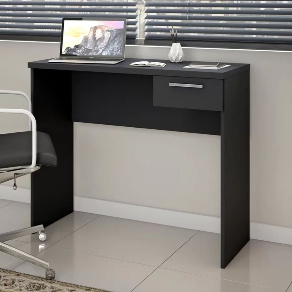 Mesa de Escritório 90cm 1 Gaveta Office NT 2000 Notável Móveis Preto TX