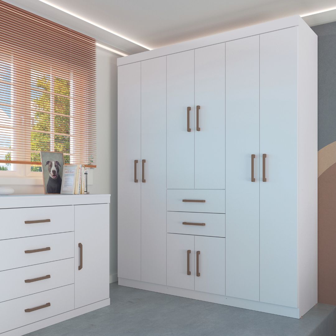 Guarda Roupa Santos Andira Verona 8.2 C/pes Branco