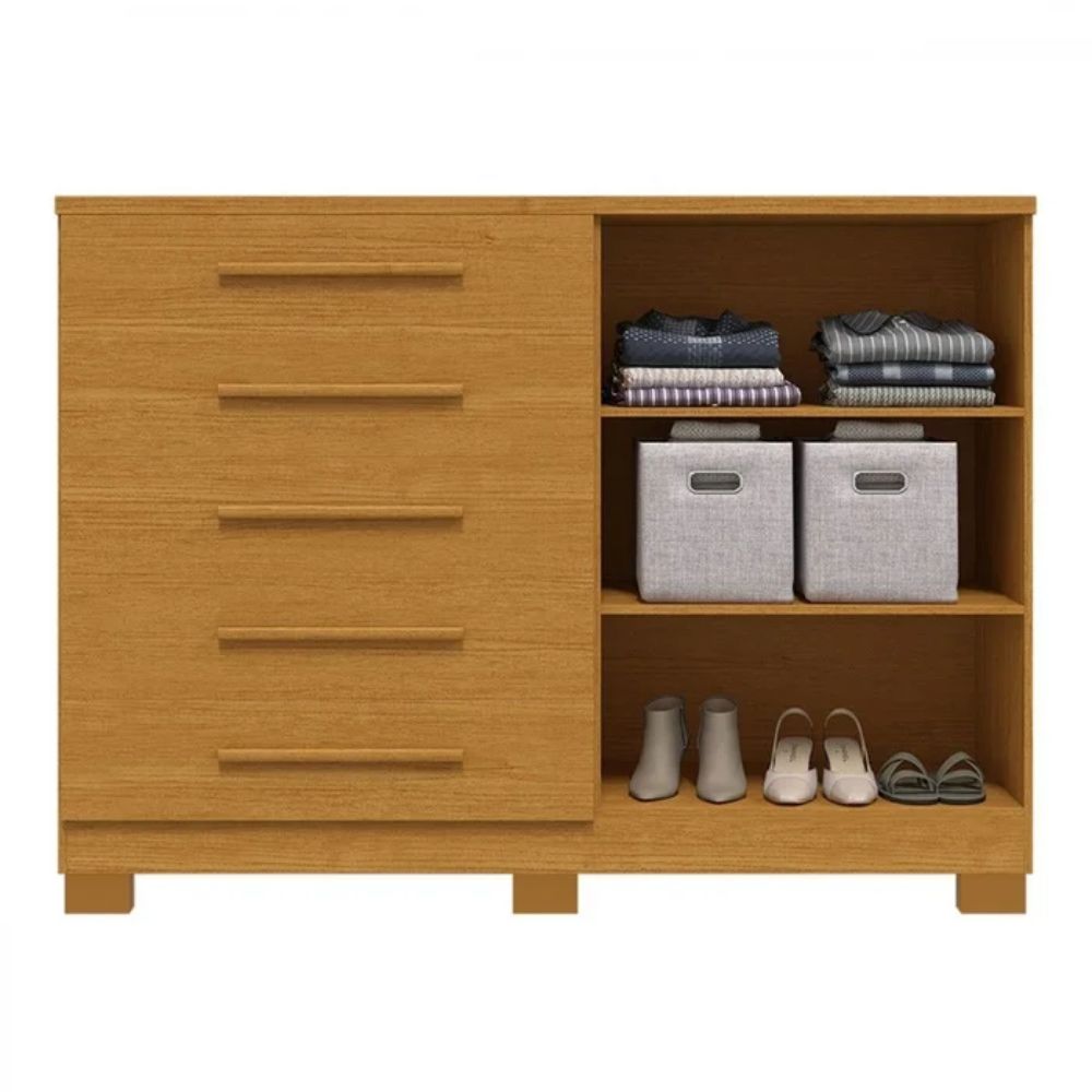Cômoda de Quarto Bella c/ 2 Portas e 5 Gavetas Cinamomo - ACP Móveis