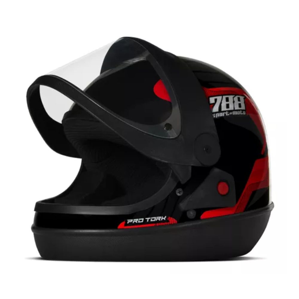 Capacete Protork SM Sport 788 CAP-495VM Tamanho 58 Preto/Vermelho