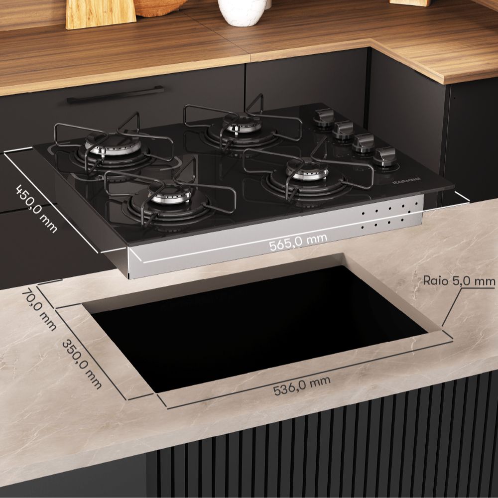 Cooktop Itatiaia Essencial 4 Bocas - Preto
