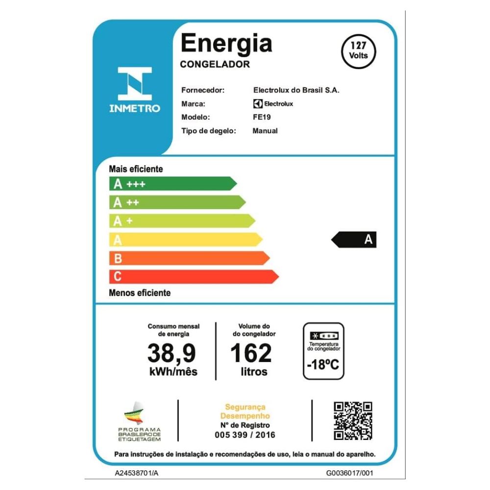 Freezer Electrolux Vertical FE19 Branco