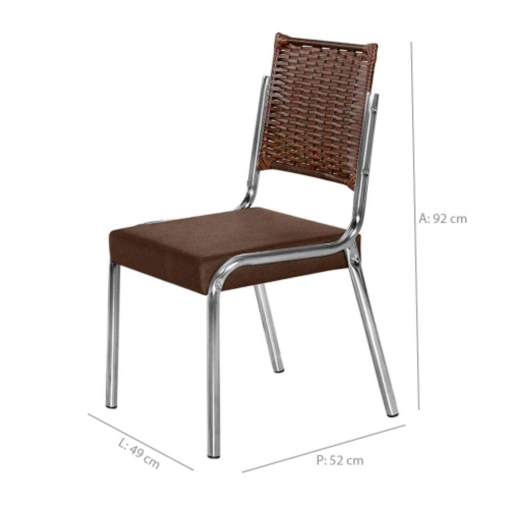 Conjunto de Mesa Aço Nobre CR Formato Raissa com 6 Cadeiras 1,60 x 0,90 m