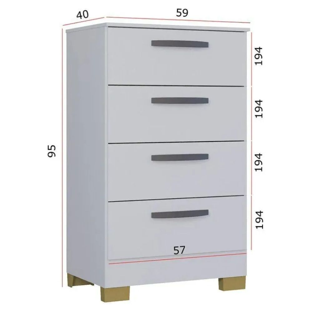 Cômoda Poquema 867  4 Gavetas Branco