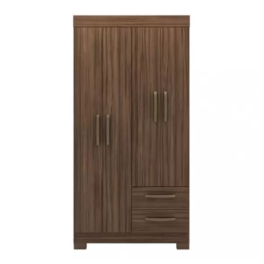 Guarda Roupa Solteiro 4 Portas 2 Gavetas Flex NT 6010 Notável Móveis Nogal Trend