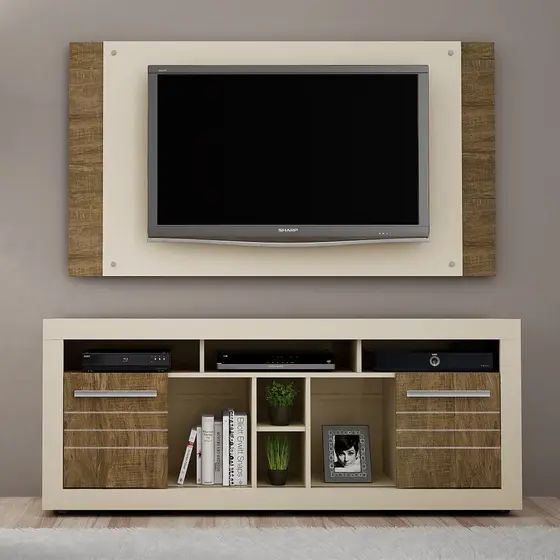 Rack C/ Painel Valdemoveis Firenze Off / Ipe (AT)