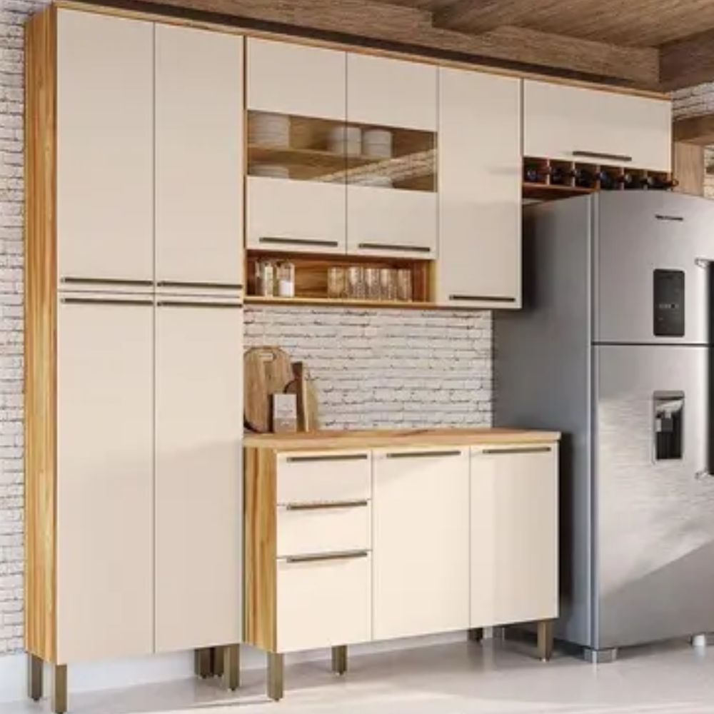 Cozinha Ronipa Napoli Prime Com Balção Castanho/Branco