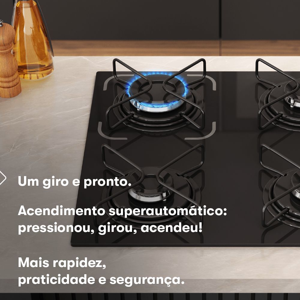 Cooktop Itatiaia Essencial 4 Bocas - Preto