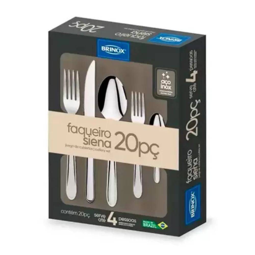 Faqueiro de Aço Inox Siena 20 peças Brinox 5109/455