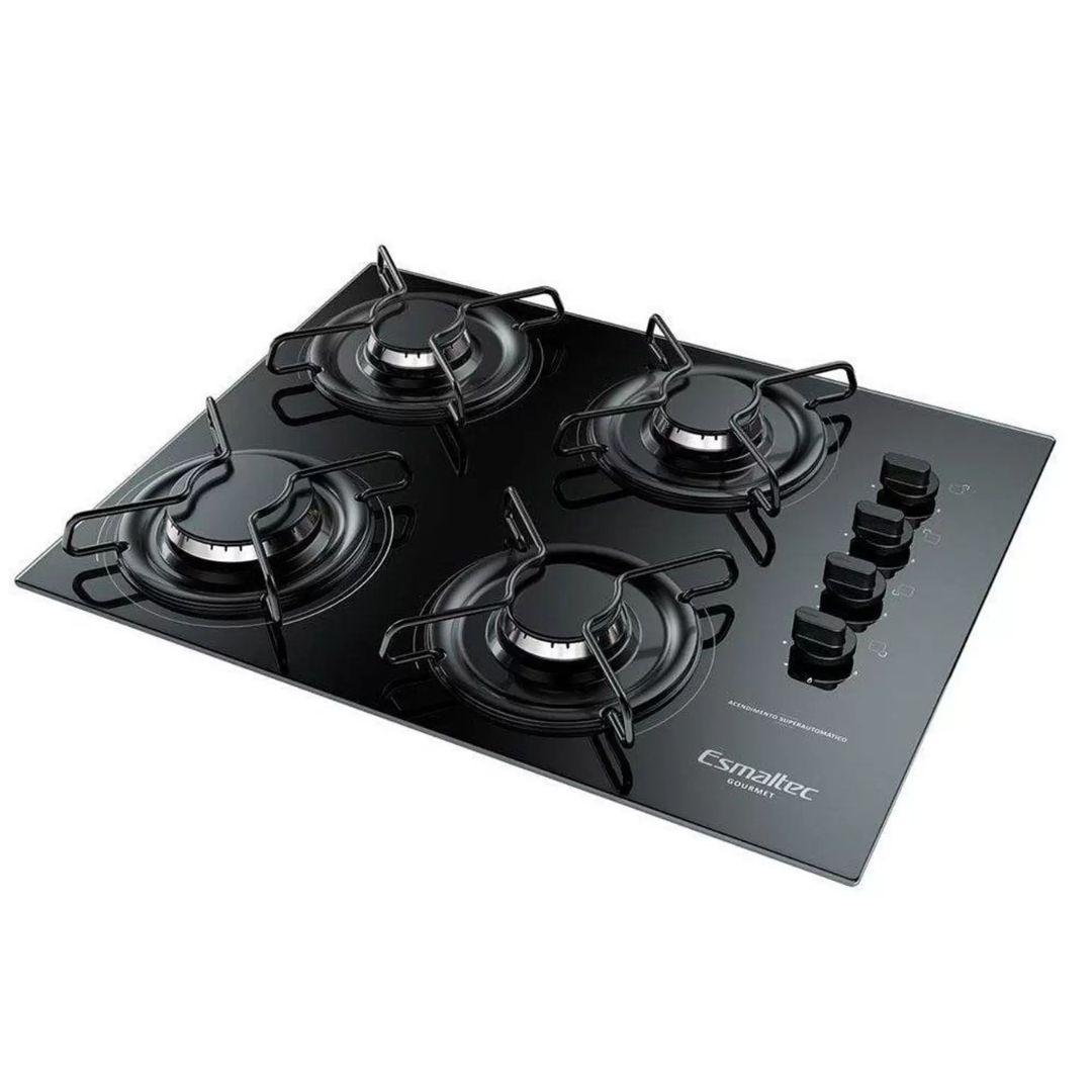 Fogão Esmaltec Cooktop 4084 Gourmet, 4 Bocas, Preto - Bivolt