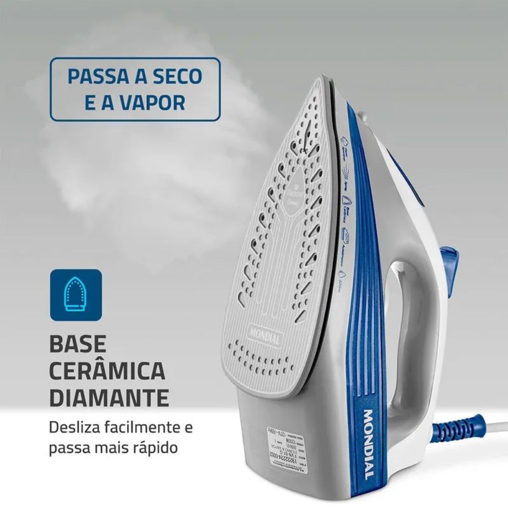 Ferro a Vapor Mondial FVN-01-BL Branco/Azul