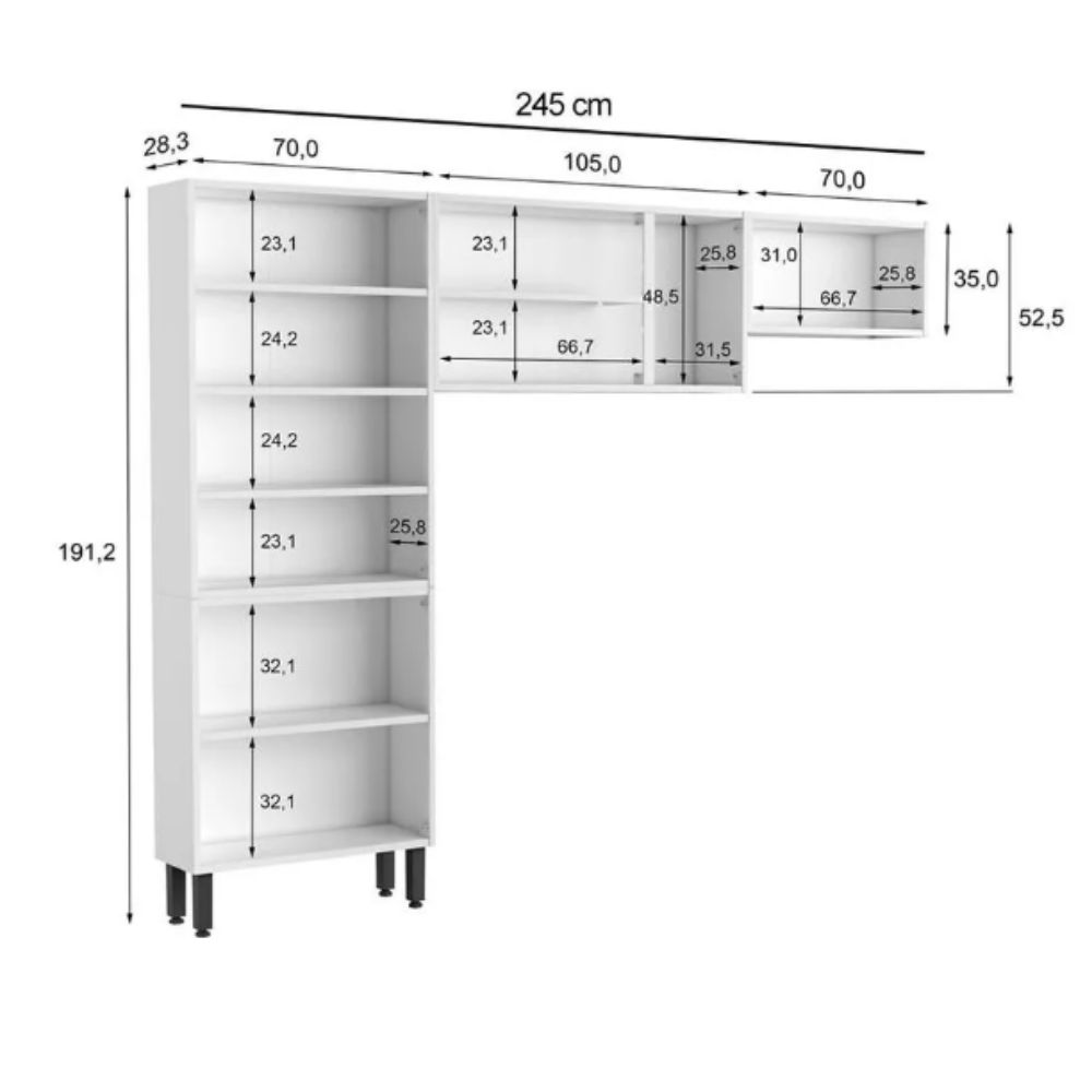 Cozinha Bertolini Múltipla 3 Peças CZM04590 Branco