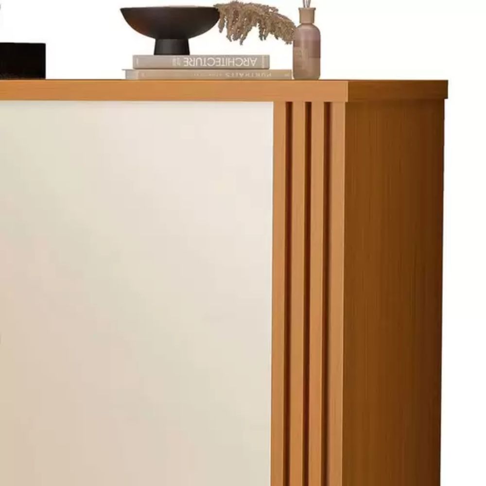 Buffet Pequeno 90cm Ripado Sala Jantar 2 Portas Argo EDN Cedro/Off White
